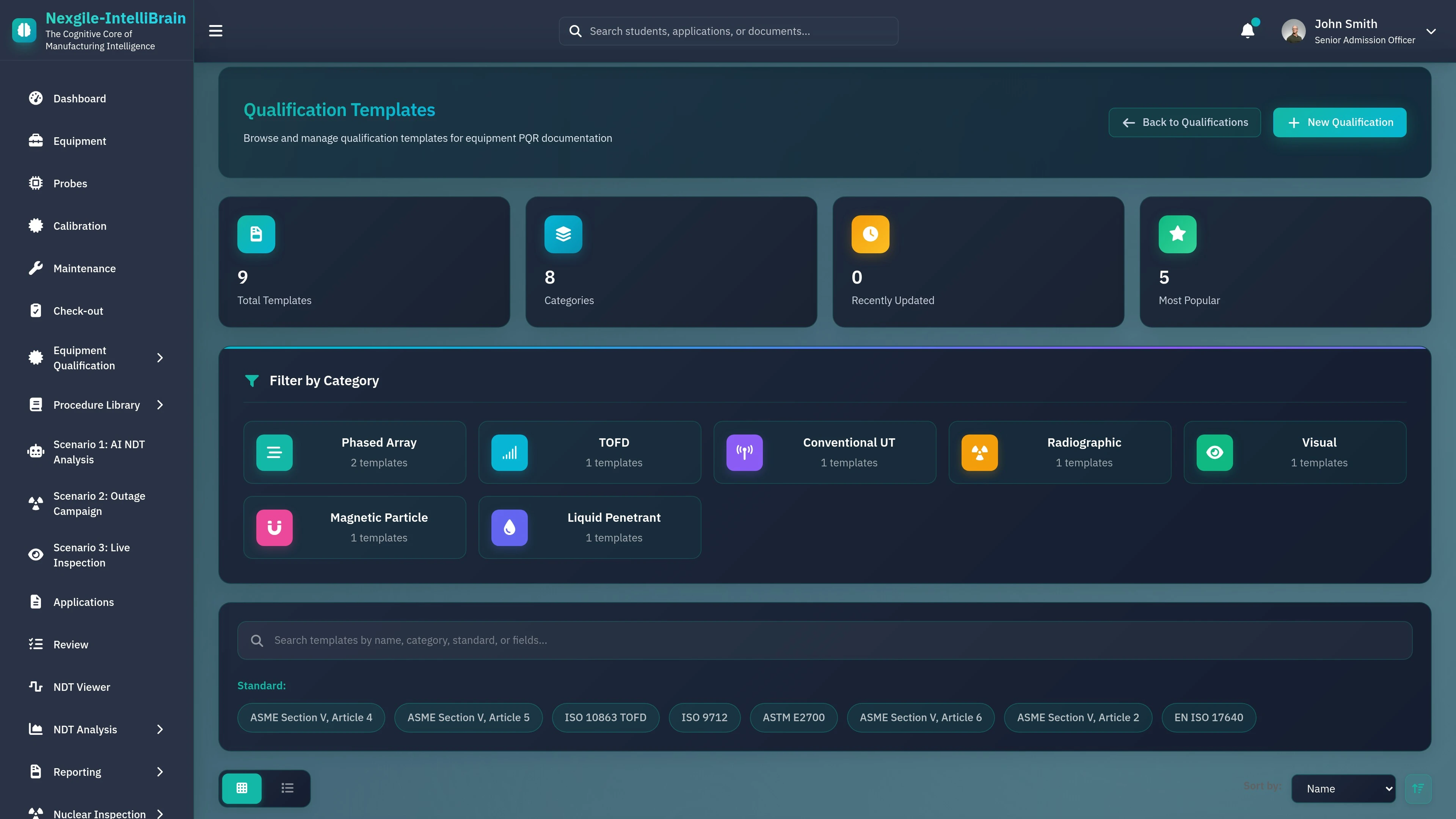 Qualification Templates - Personnel certification and qualification management interface