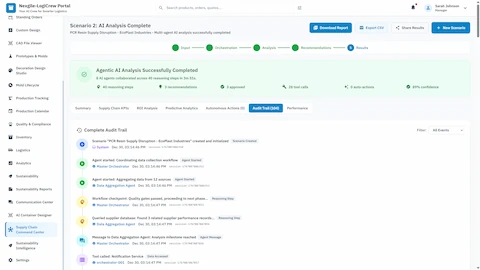 Complete audit trail with timestamped agent activities, workflow checkpoints, inter-agent messaging, and tool invocations for compliance documentation